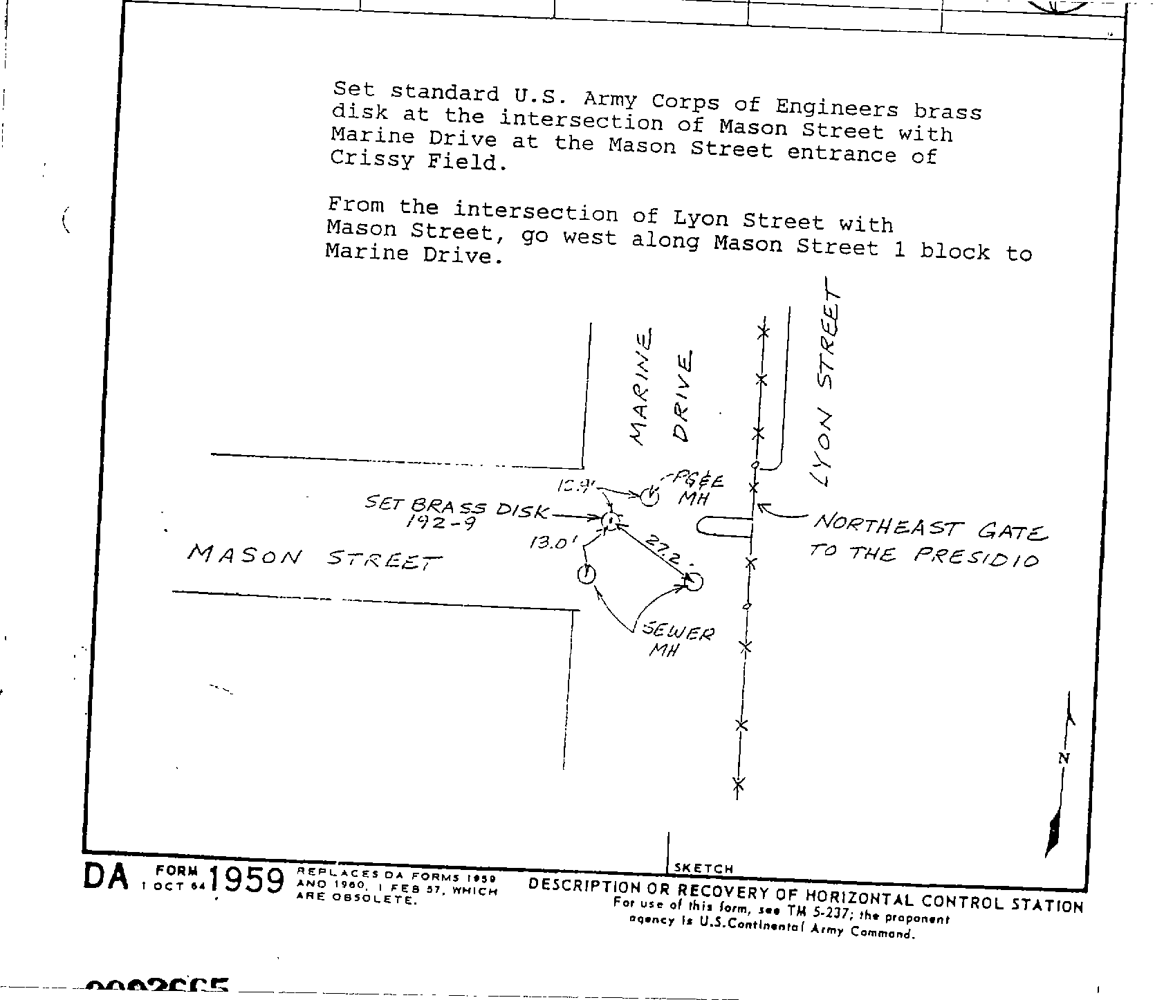 00002665 Survey Monumentation Sketch