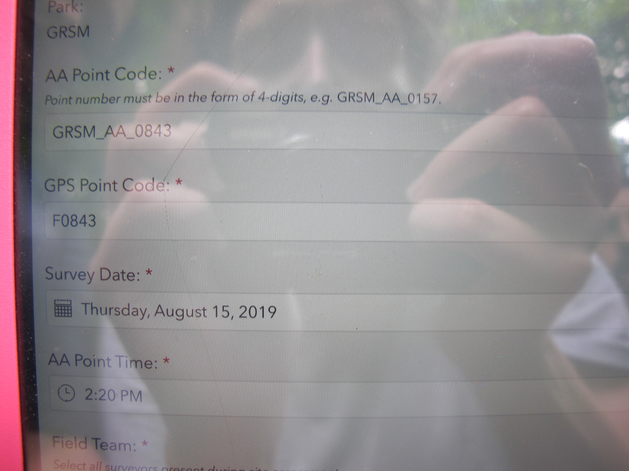 GRSM Accuracy Assessment. Plot Code: GRSM_AA_0843_1