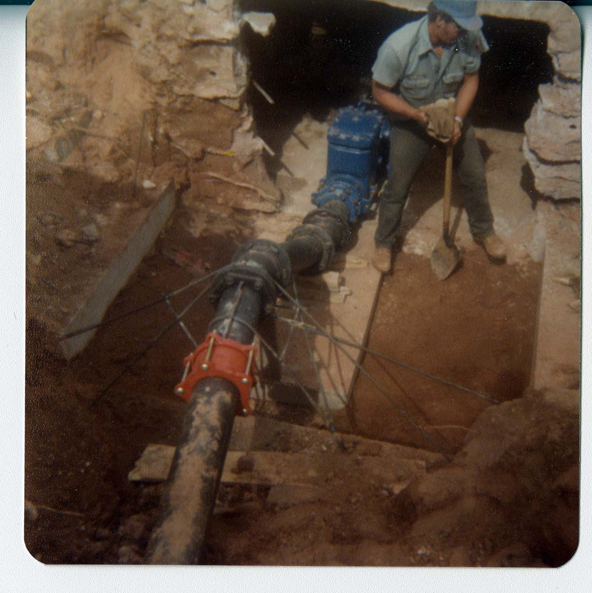 The Springdale water pipeline during construction.