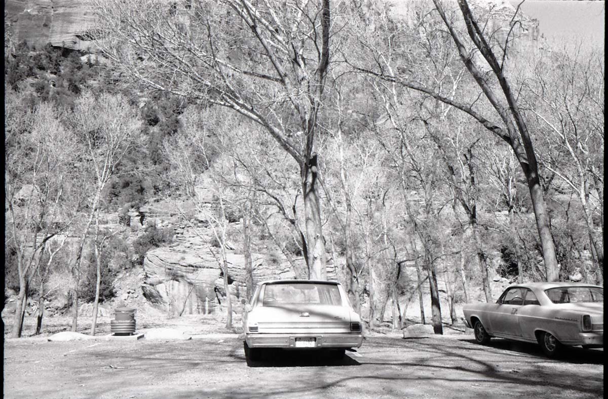BW photos of visitors using Grotto Picnic Area.