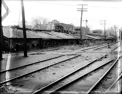 C4342-C4349--Syracuse, NY--Along West Feyette Street near Magnolia Street--Broken down coal trestle