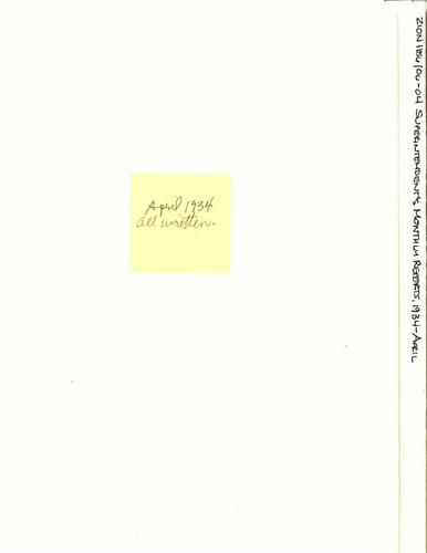 ZION 5087 Superintendents Monthly Report 1934 04