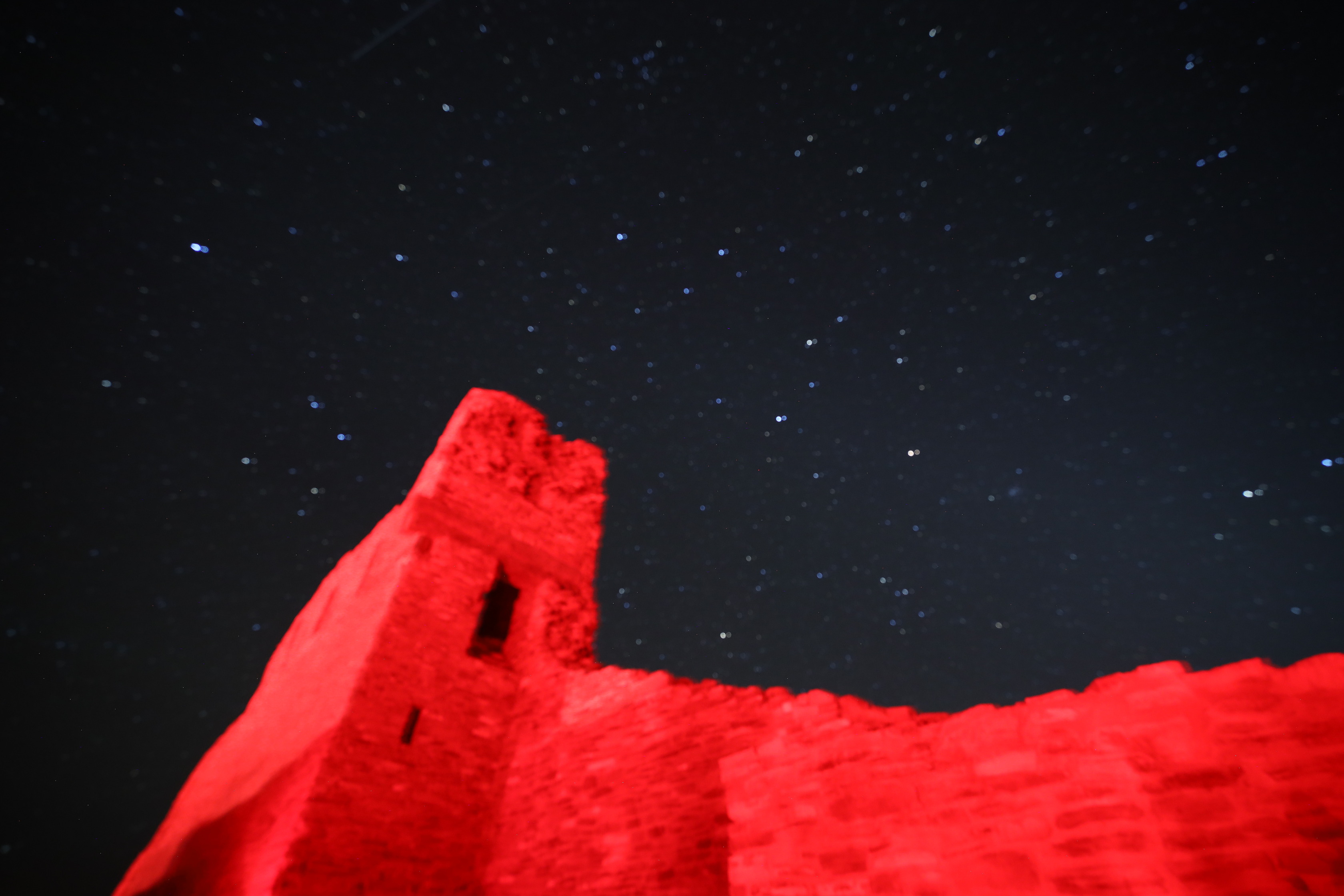 Nighttime Photography of the mission ruins at the Abo site from a Dark Sky event.