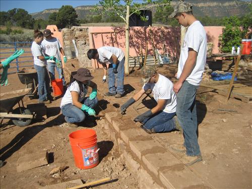 FY13 YCC Recontruction of Trading Post Courtyard Wall at Pecos National Historical Park in July 2013