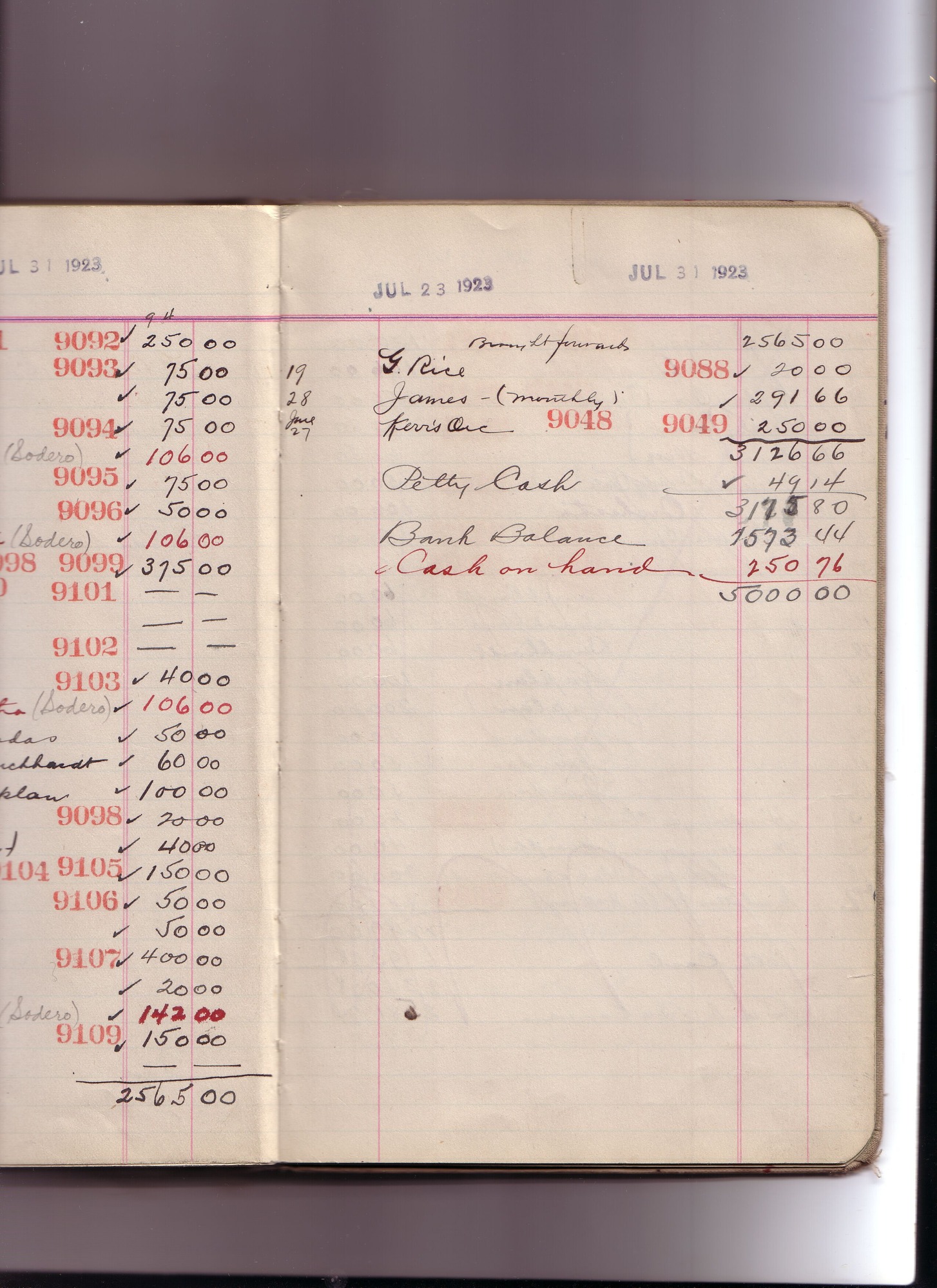 Thomas Edison's New York City Recording Studio Cash Book 17 (of 21), Image 227 (of 244).