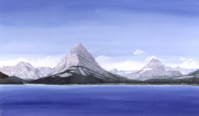 A panoramic view reveals several glacier-carved features in Glacier National Park