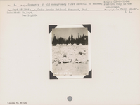 hfca_1607_iva_021_28_009_ecw-cbn72-34_a. Scenery – At old campground; first snowfall of autumn; stub CCC camp in the background. Negative #: E.C.W. (CB-N-72-34). Locality: Cedar Breaks National Monument, Utah.