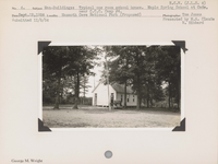 hfca_1607_iva_015_24_038_ecw-jls4_a. Man--Buildings--Typical one room school house. Maple Spring School at Cade, near CCC [Civilian Conservation Corps] Camp. Locality: Mammoth Cave National Park (Proposed). Negative #: ecw-jls4. [Emergency Conservation Work]. Presented by N.A. Claude W. Hibbard. Submitted 11/5/1934