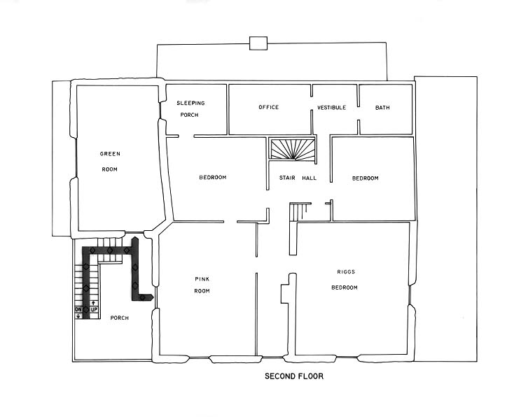 Interpretive Period: late 1950's - early 1960's. Illustration depicts the plan of the second floor.