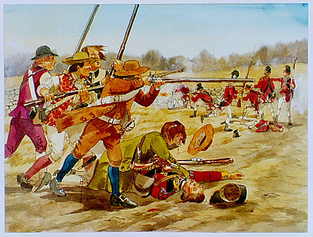 Fighting between soldiers from Tarleton's Legion (British) and Morgan's Army (American Continental).