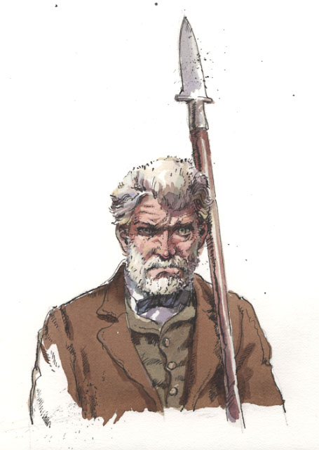 Portrait of John Brown with a pike.