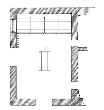 Interpretive Period: 1790-1800. Illustration depicts the floor plan of the guard room.