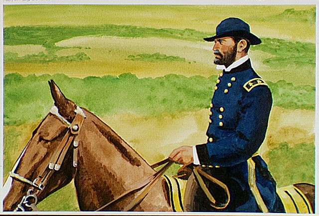 General William T. Sherman on horseback.