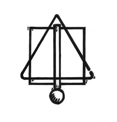 a triangle with a hammer