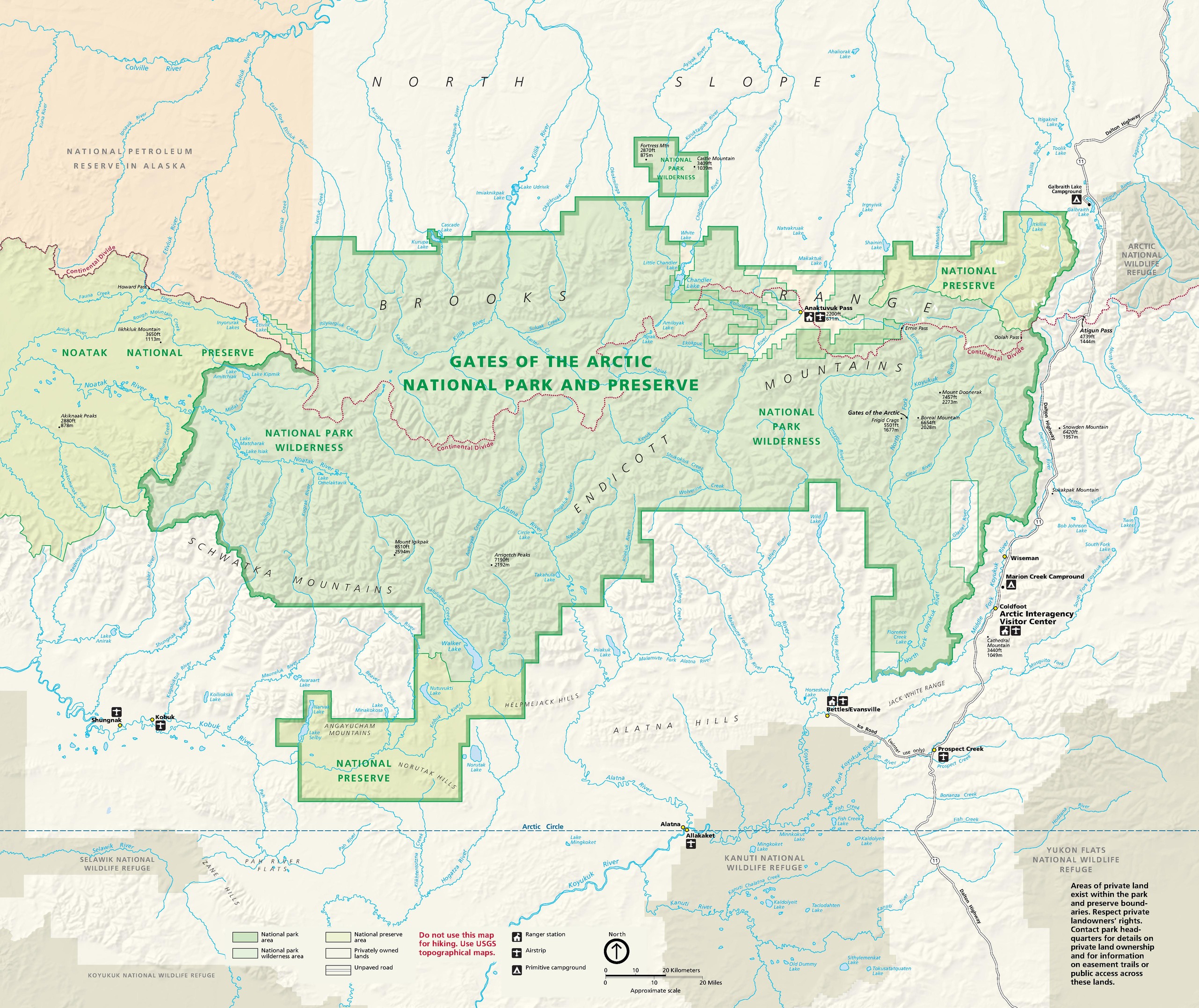 Gates of the Arctic National Park and Preserve Park Map