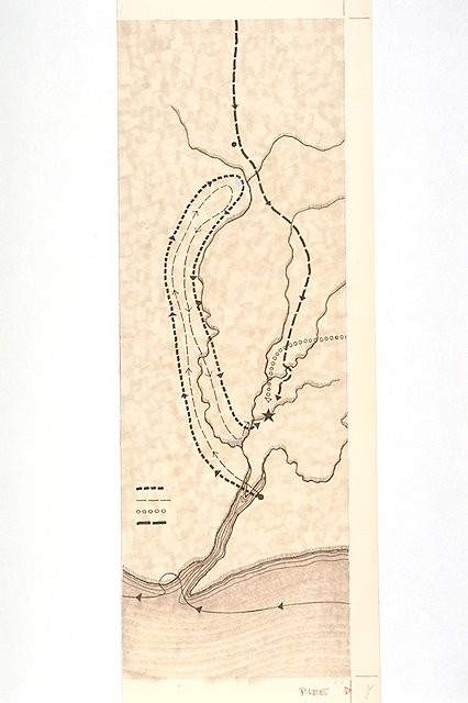 Recreation of an enlarged section of the Price-Strother Map, 1808. Depicts Fayetteville, Wilmington, Elisabeth Court House, Moores Creek, and New Bern.