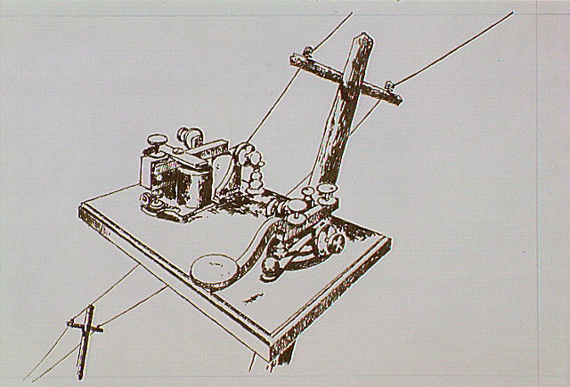 Telegraph overlaid on telegraph wires.