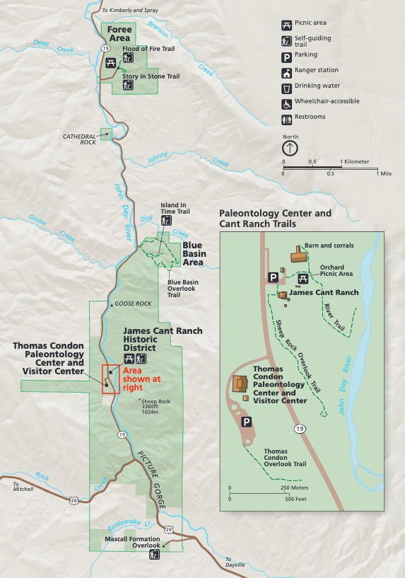 John Day Fossil Beds National Monument Sheep Rock Unit Map