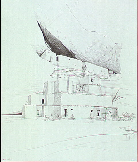 View of White House, circa AD 1250-1275, depicts ancestral Puebloans engaged in everyday activities.