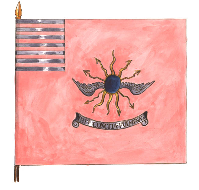 Regimental flag (colors) of the 2nd Regiment, Continental Light Dragoons. Illustration is unpublished.