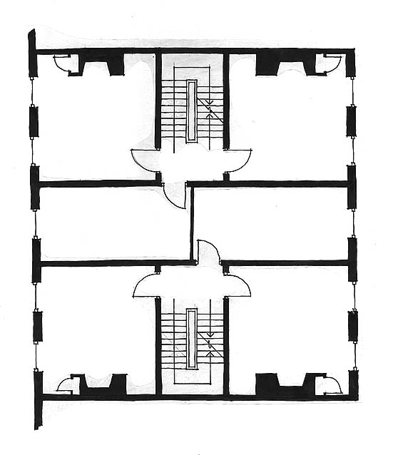 Franklin Court plan of the 2nd floor.