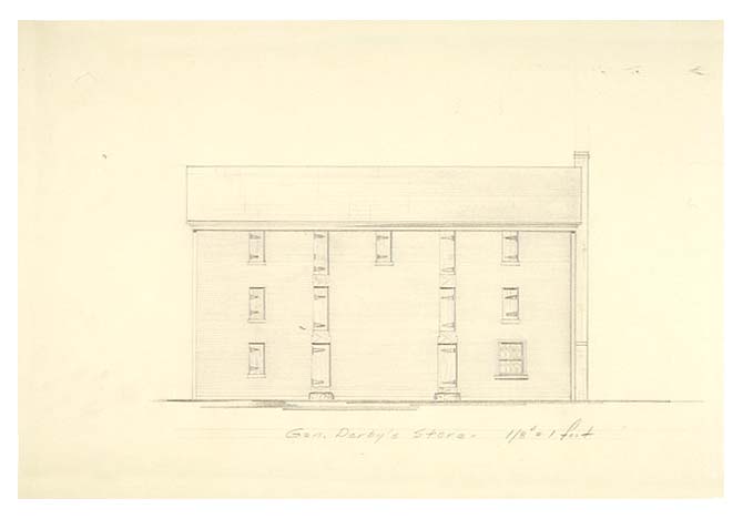 Elevation plan of General Derby's store.