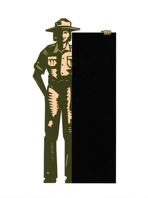 Computer generated Photostat of a female National Park Service Ranger figure.
