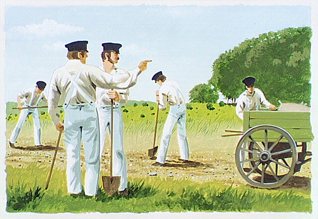 Soldiers repairing the military road.