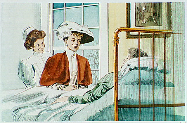 Louise Vanderbilt visiting the sick in hospitals.