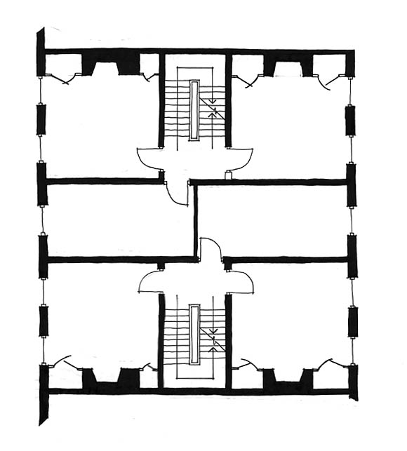Franklin Court plan of the 3rd floor.
