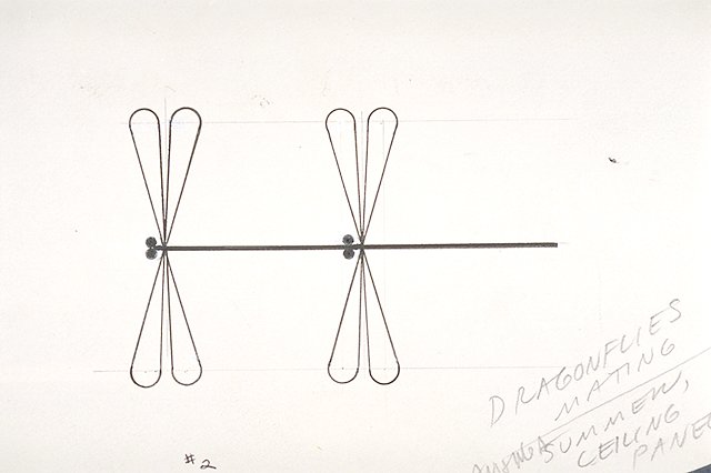 Stylized depiction of Dragonflies mating.