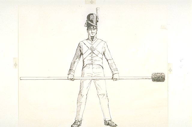 Artillery gunner with sponge.