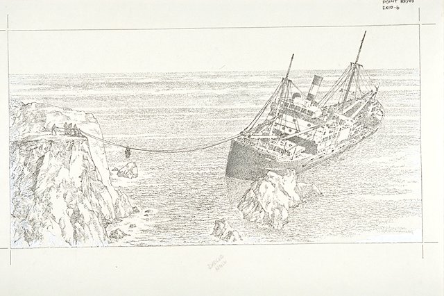 Conceptual illustration of the rescue of the crew of the "Munleon" on Nov. 7, 1931.