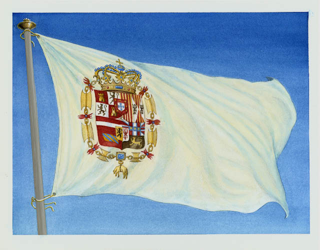 Spanish flag with Coat-of-Arms, c1600's.
