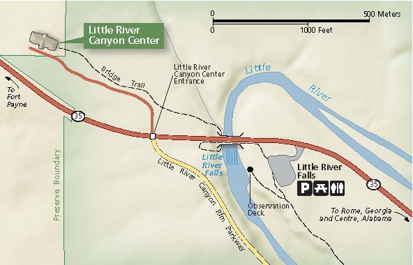 Little River Canyon National Preserve Little River Falls Detail Map