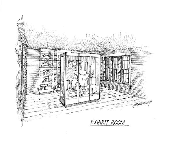 Interpretive Period: present day. Illustration depicts the exhibit room.