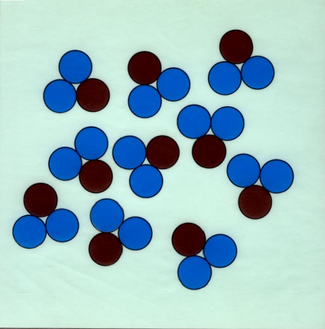 Carbon dioxide molecules in blue and brown