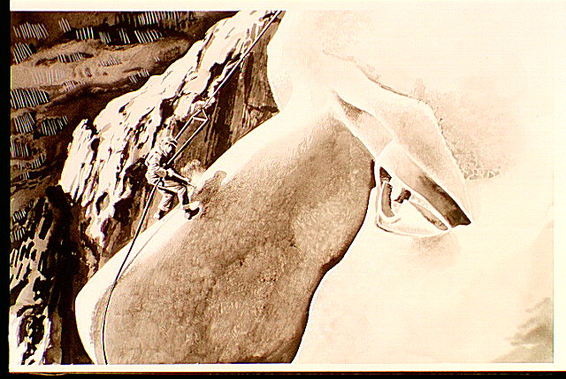 Man drilling on nose of George Washington's face.