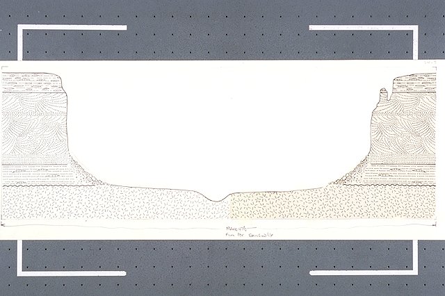 Cross-section of Red Canyon showing the rock formations that create the sides and floor of the canyon.