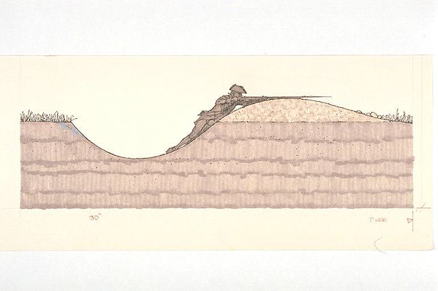 Simplified cross-section of an earthwork.