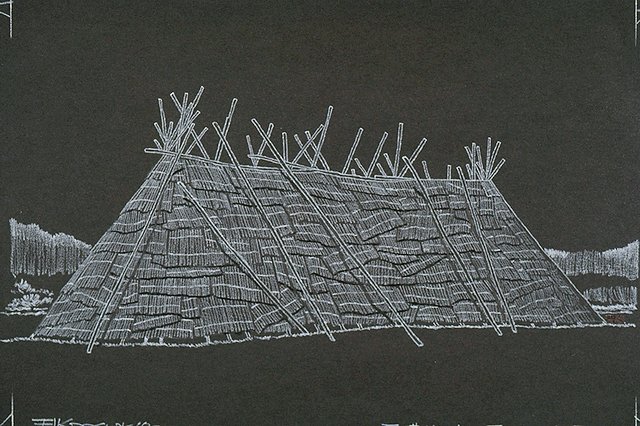 Dwellings: traditional grass lodge of the Nez Perce Indian.