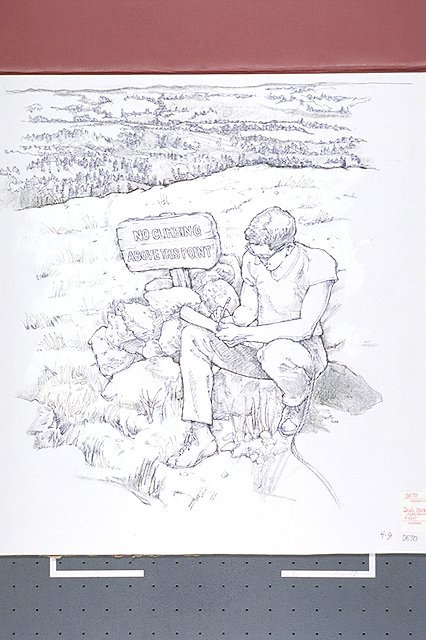 A climber on the summit of Devils Tower.