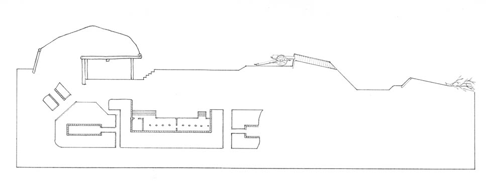 A cutaway/plan view drawing of a bastion's features.
