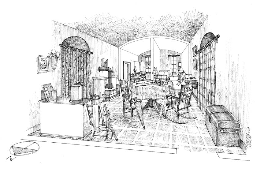Interpretive Period: 1861-1868. Illustration depicts the Married Officers' Quarters of Fort Point.