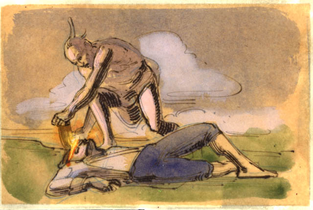 Indian scalping a French soldier.