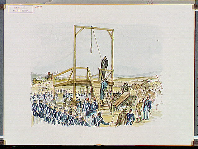 U.S. Marines watching John Brown walking the steps to the gallows.