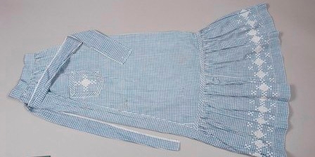 Blue and white gingham apron