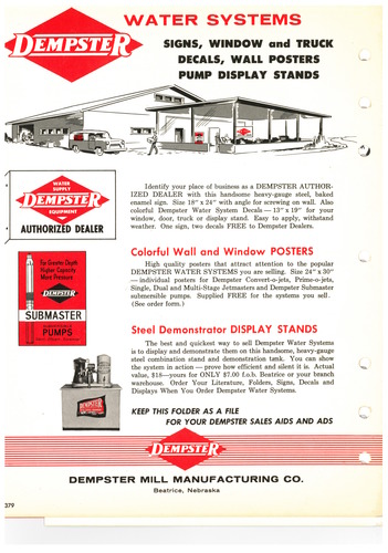 Image on top shows an example building displaying Dempster signs being advertised below.