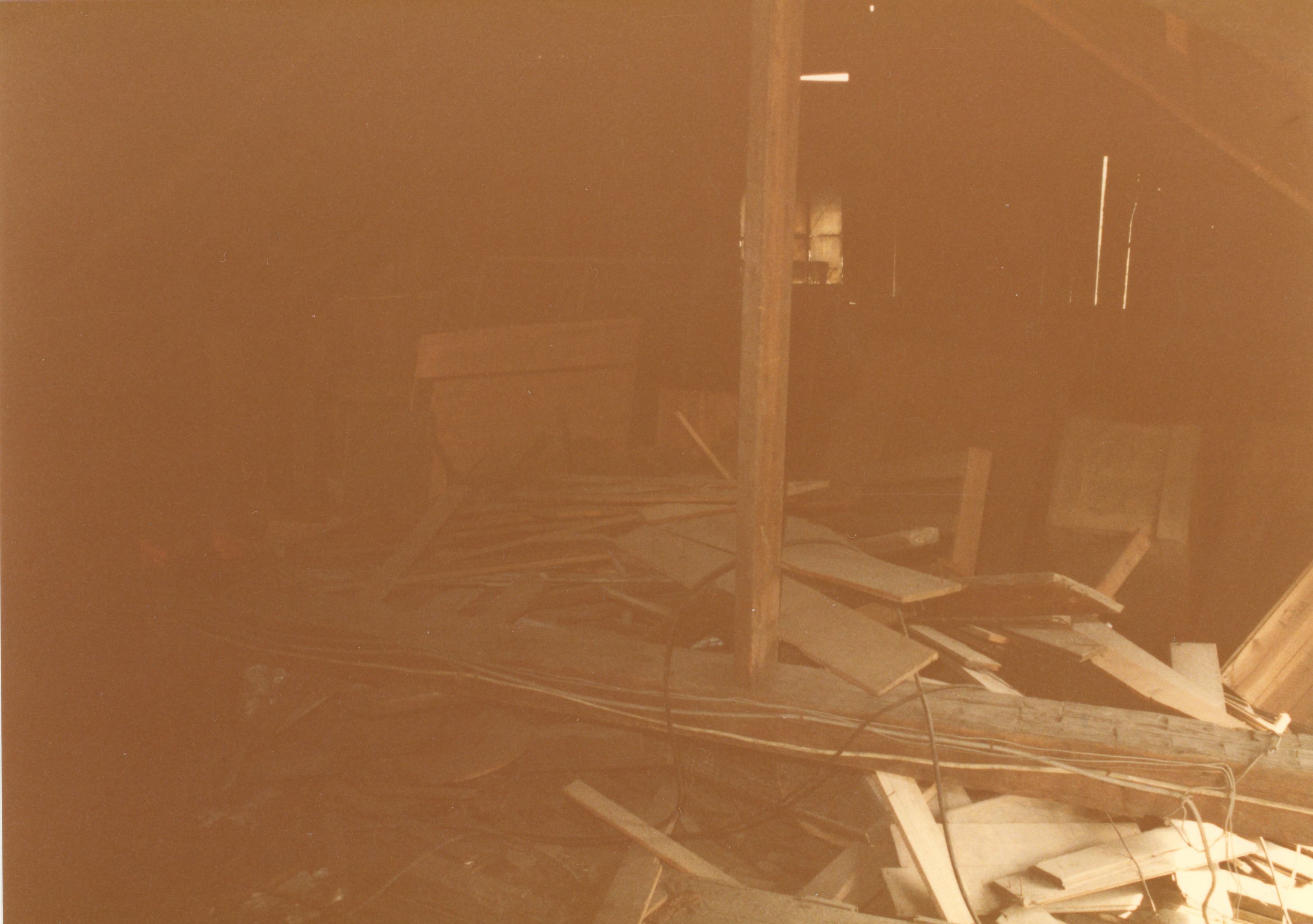 east side of loft piles wooden debris