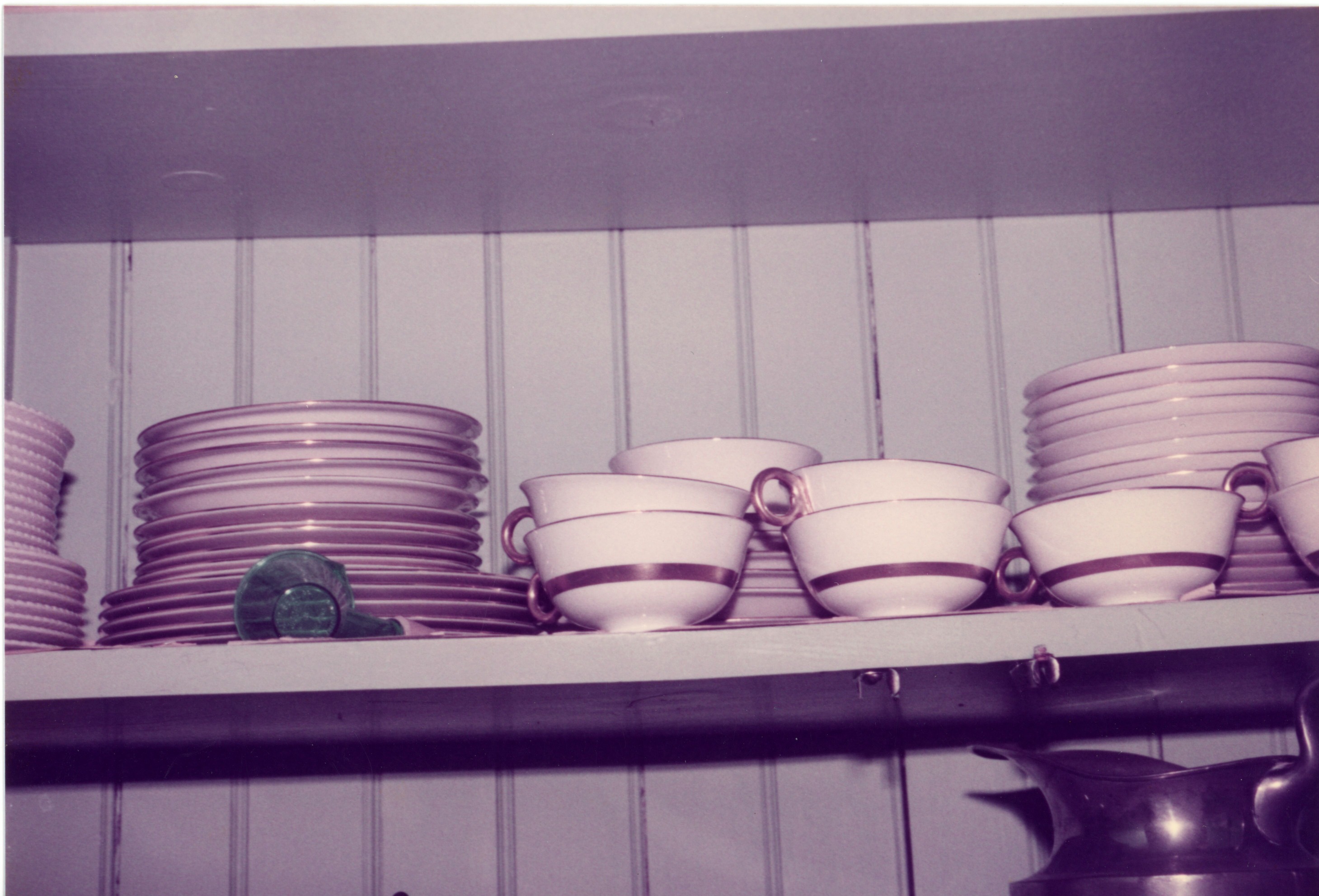 Haviland China in butlers pantry- glassware and chind